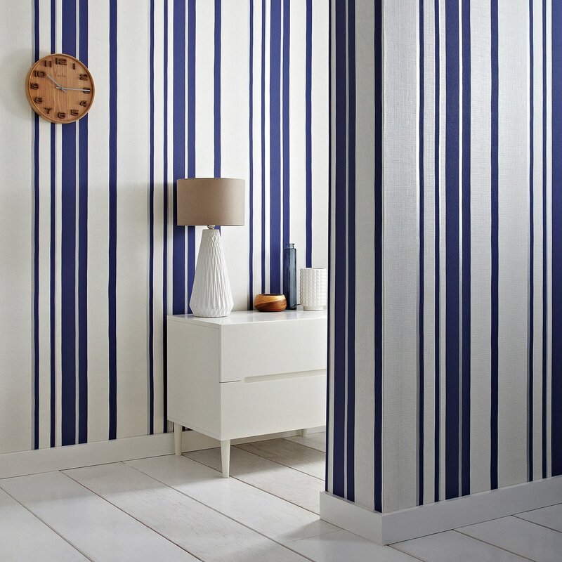 Wallpaper in a thin vertical stripe