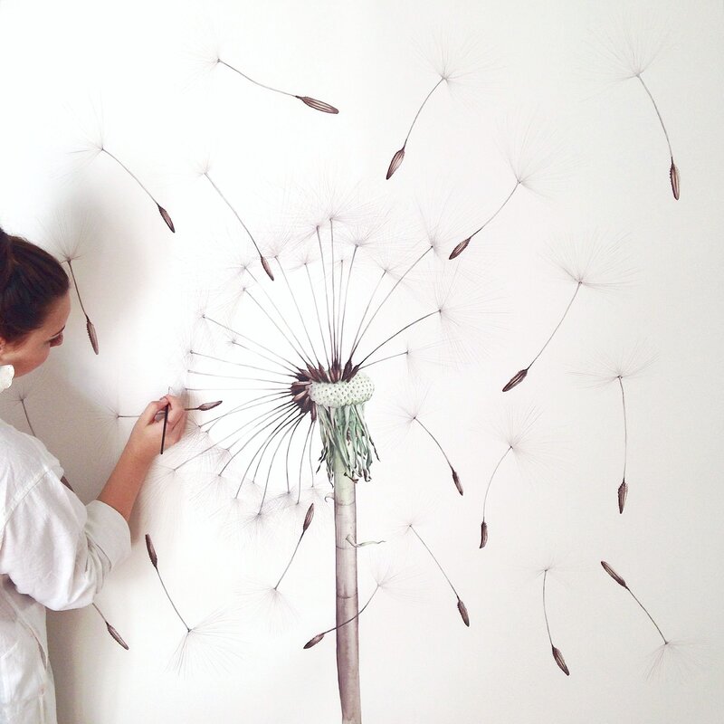 Dandelions on the wall with your own hands