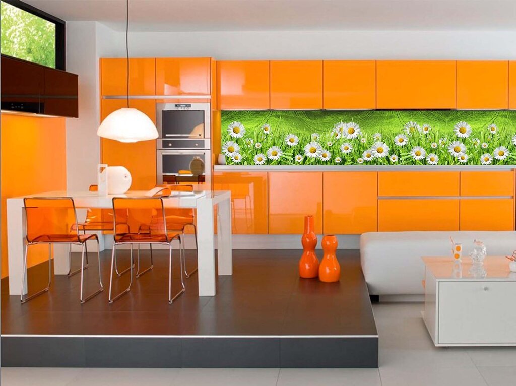 Оранжевая плитка для кухни 33 фото