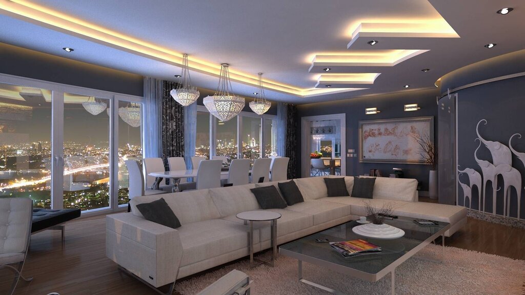 Lighting in the living room interior