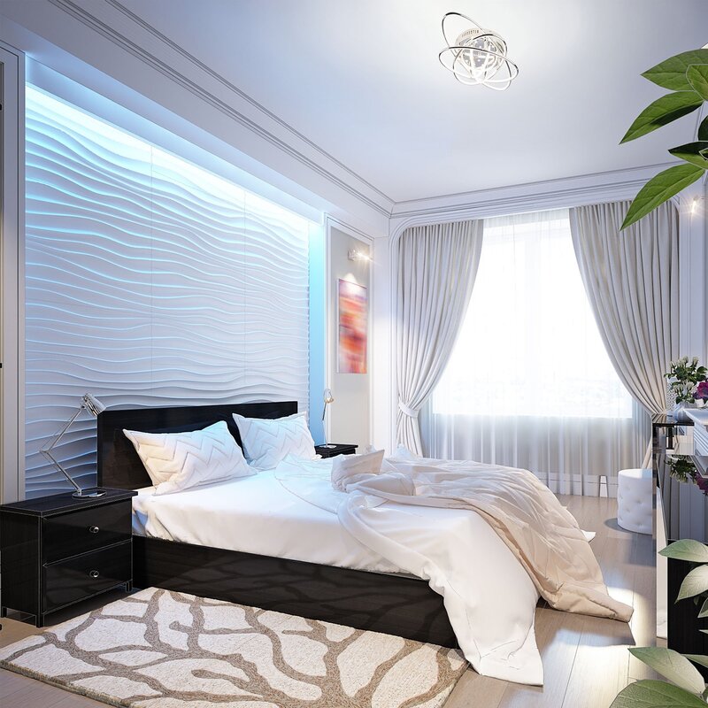 Lighting in a bedroom with stretch ceilings