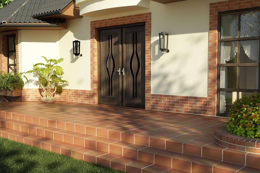 Cladding the porch with clinker tiles