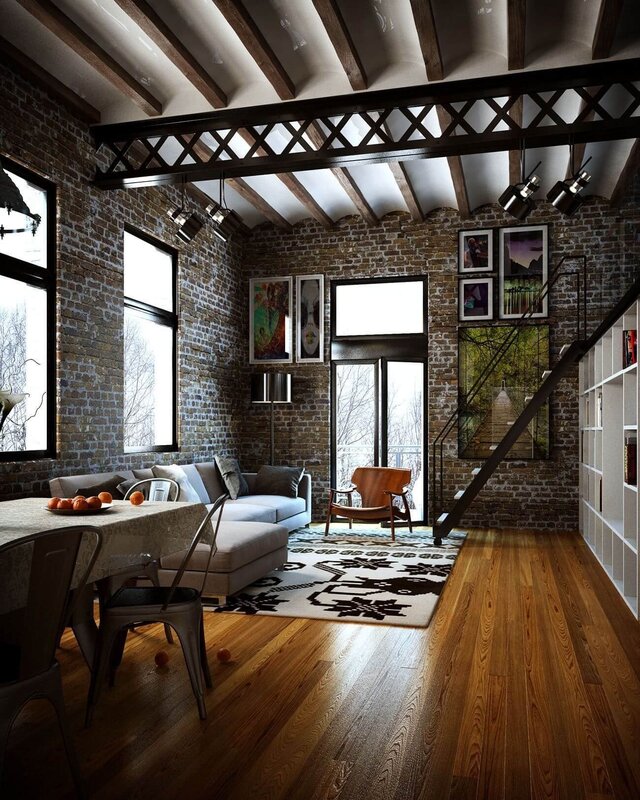 Apartment finishing in loft style