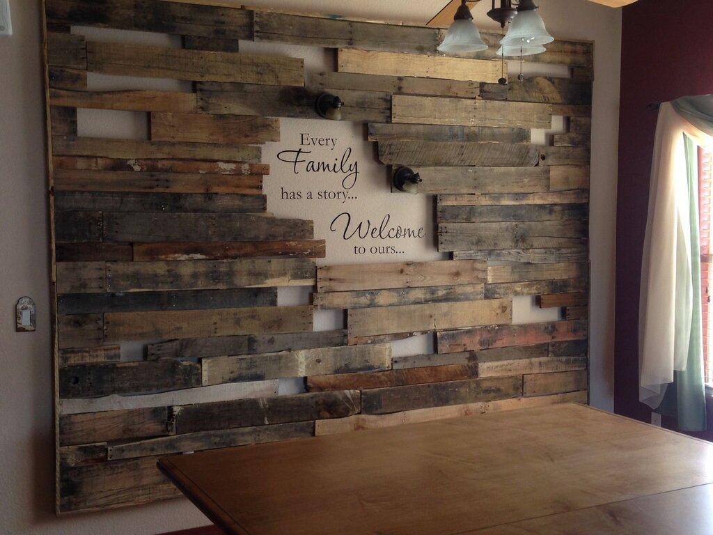 Wall finishing with pallets 36 фото