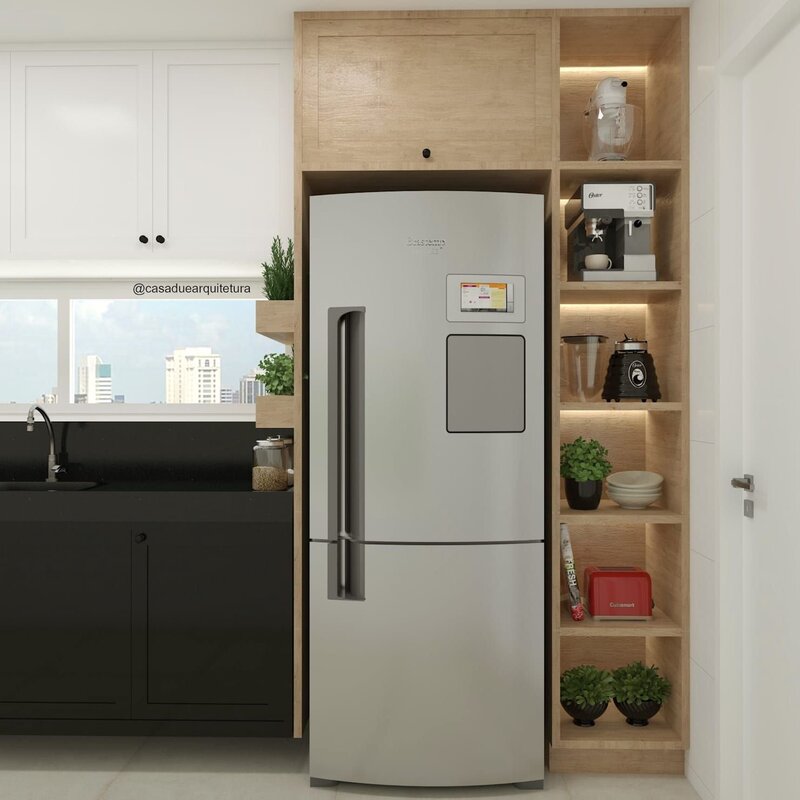 Freestanding refrigerator in the interior 28 фото