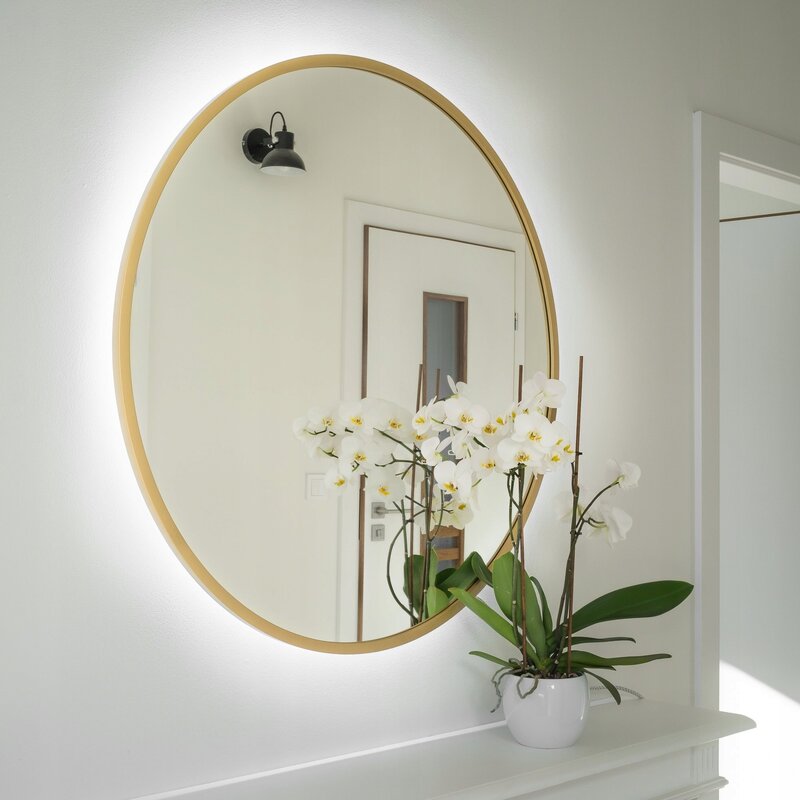 Oval mirror in the interior 37 фото