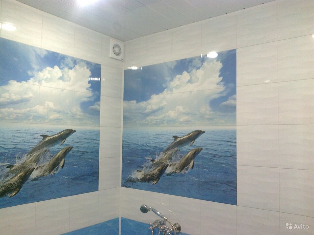 Панели с дельфинами в ванной