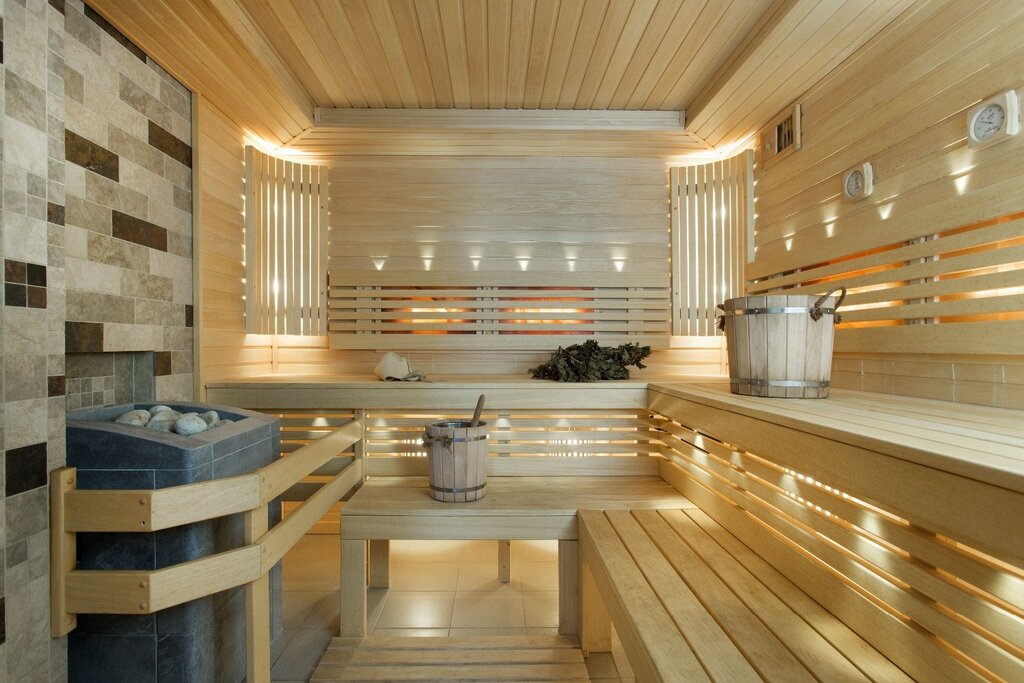 Steam room in a bathhouse