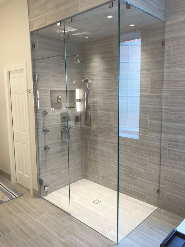 Glass shower partition