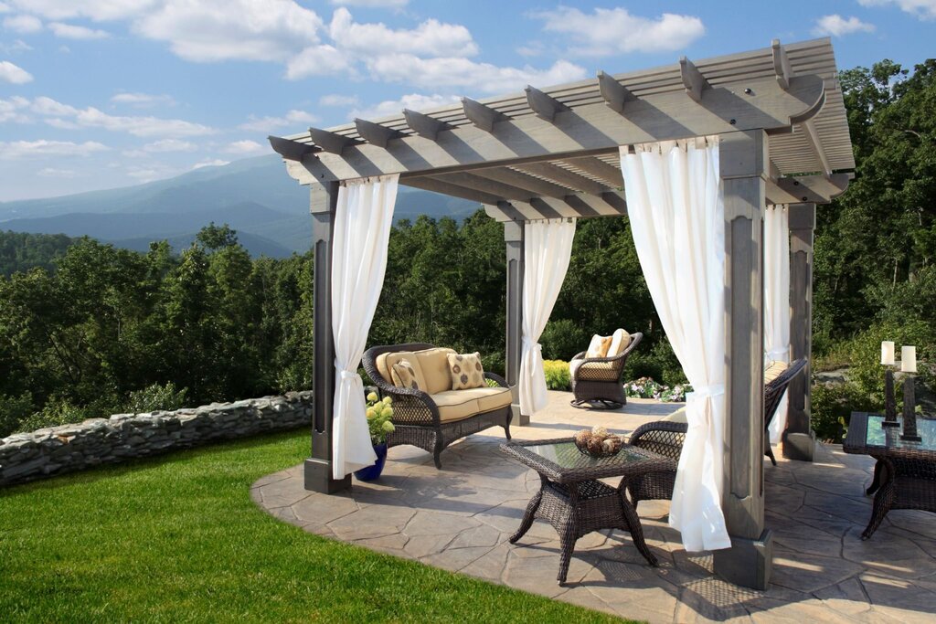 Pergola with curtains