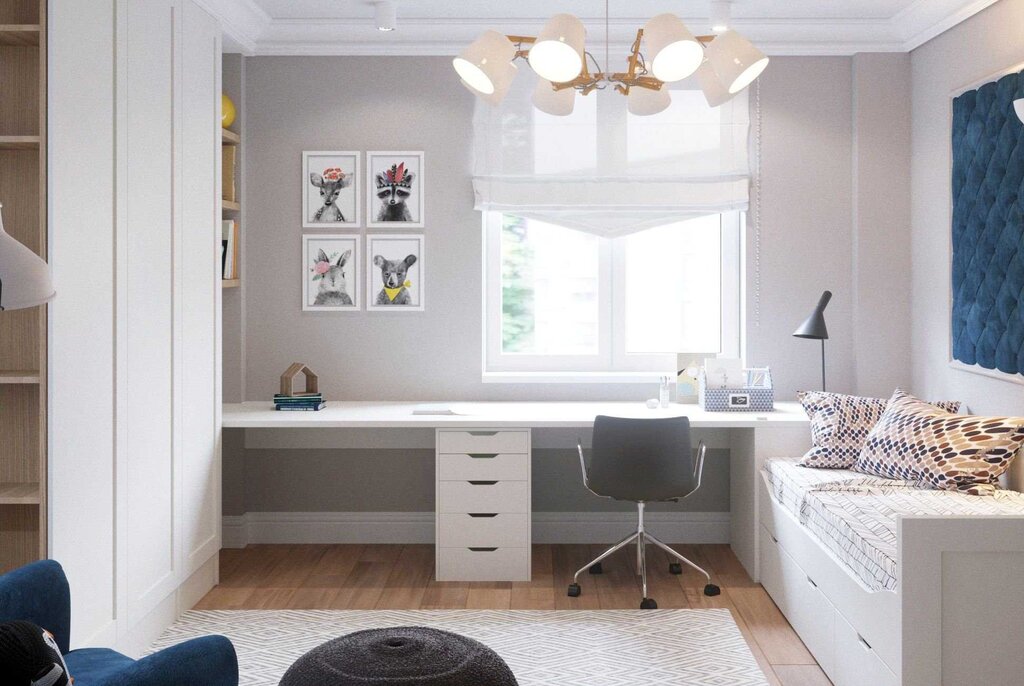 A writing desk in the interior of the room