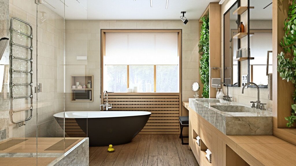 Layout of a large bathroom