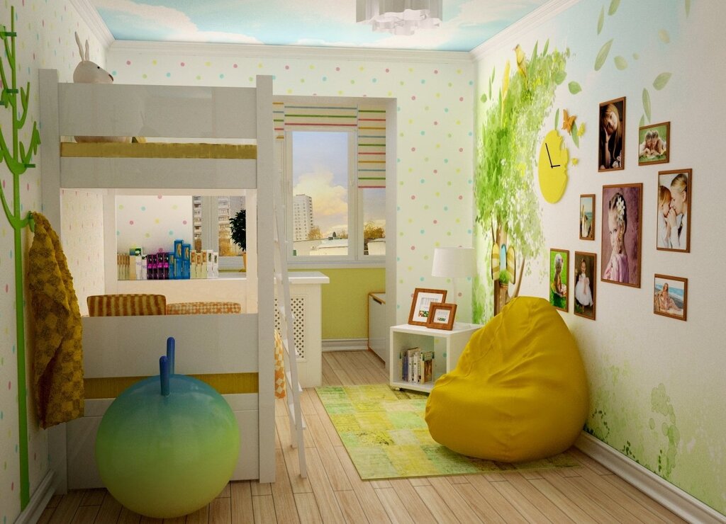 Планировка детской комнаты с балконом