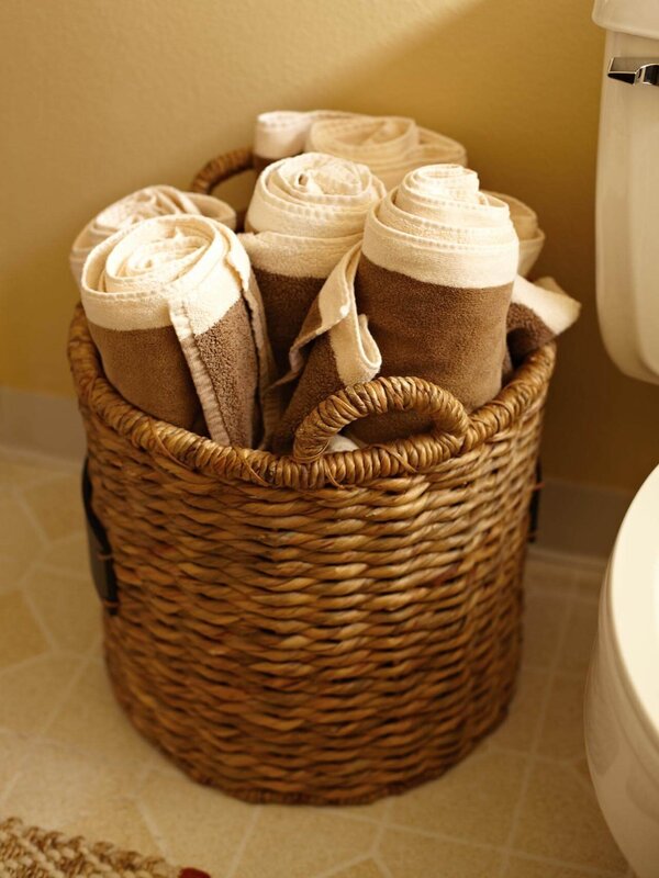 Woven baskets for the bathroom