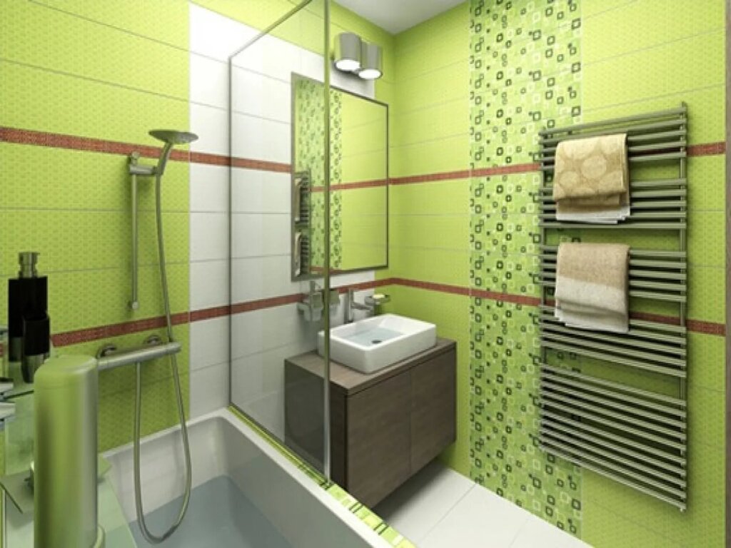 Плитка для ванной зеленого цвета