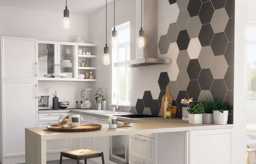 Hexagon tile for the backsplash