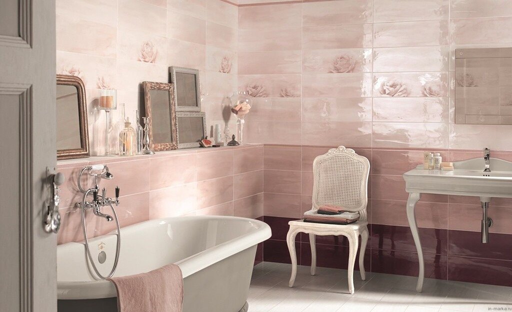 Pink marble tile for the bathroom