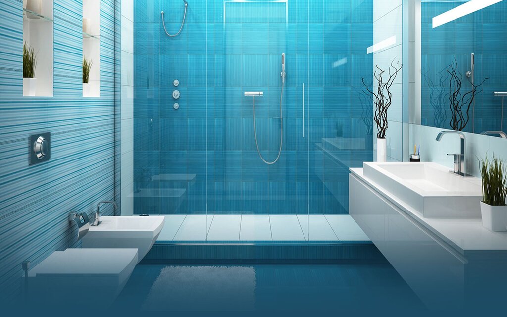 Плитка в ванную голубая