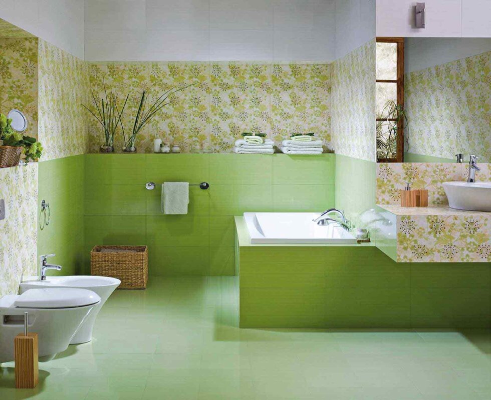 Плитка в ванную комнату зеленая