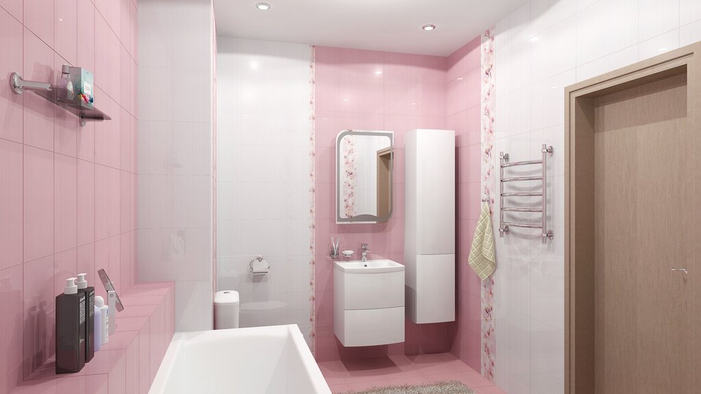 Плитка в ванную розовая