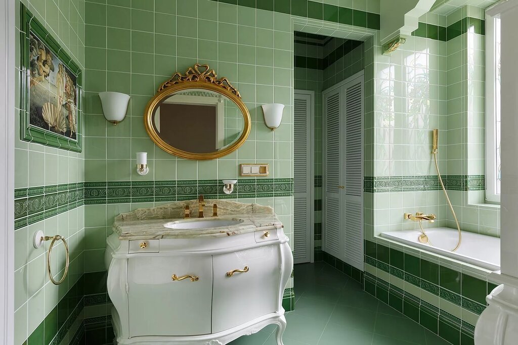 Плитка в ванную зеленая