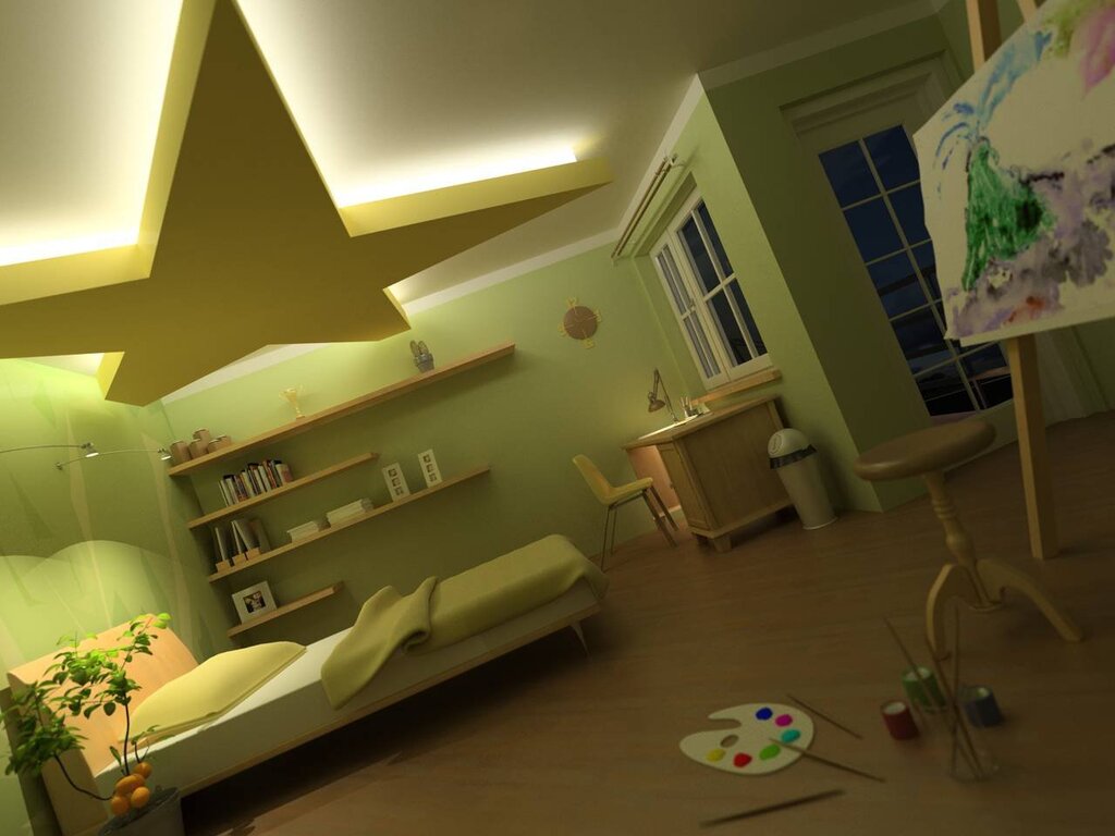 Подсветка в детской комнате на потолке