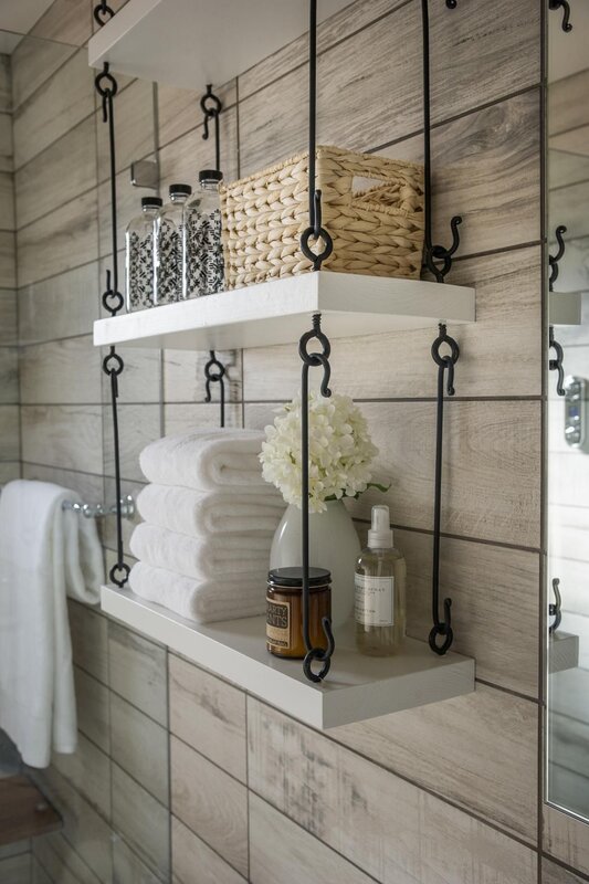 A bathroom shelf in loft style