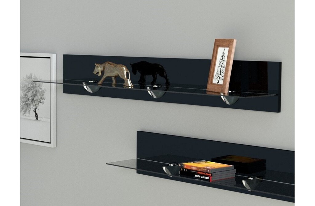 Wall-mounted shelf with glass