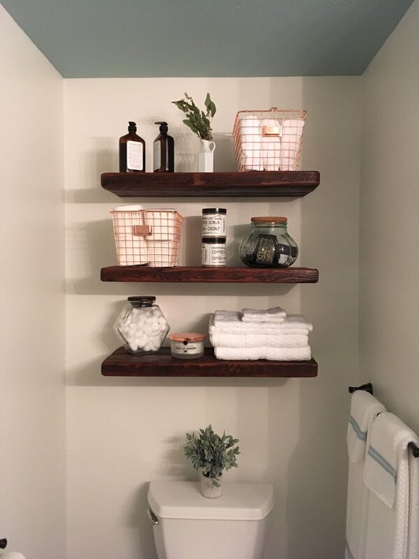 Shelves above the toilet