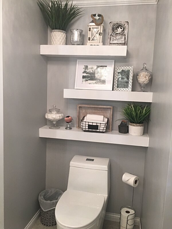 Shelves above the toilet