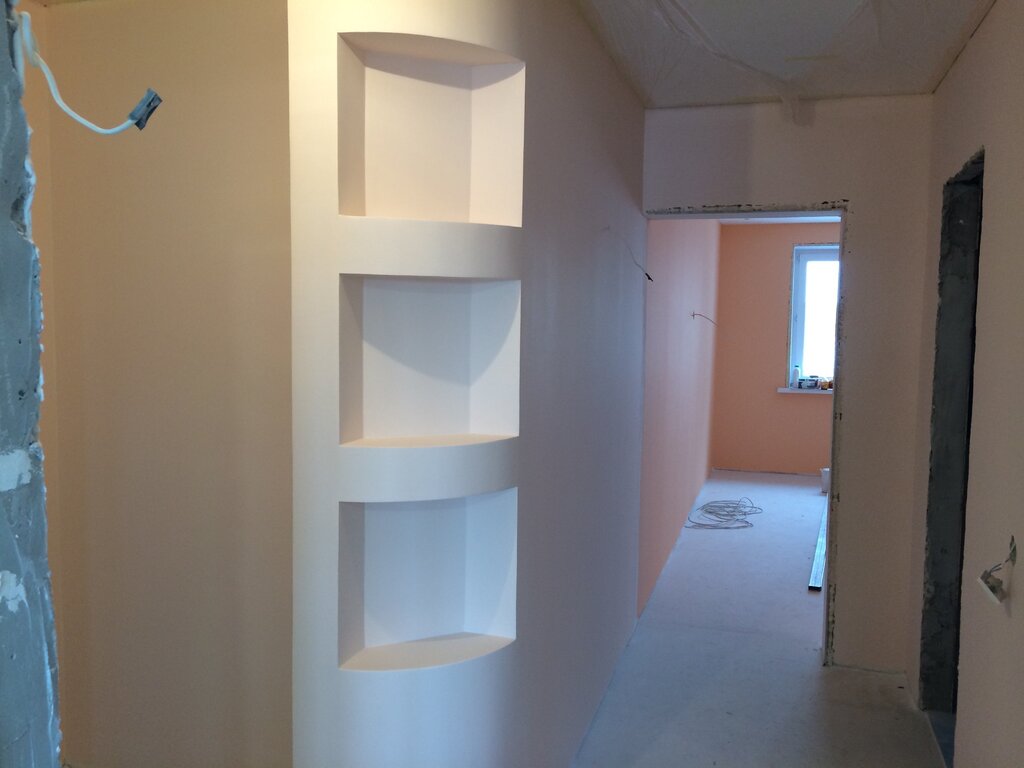 Shelves in a drywall wall