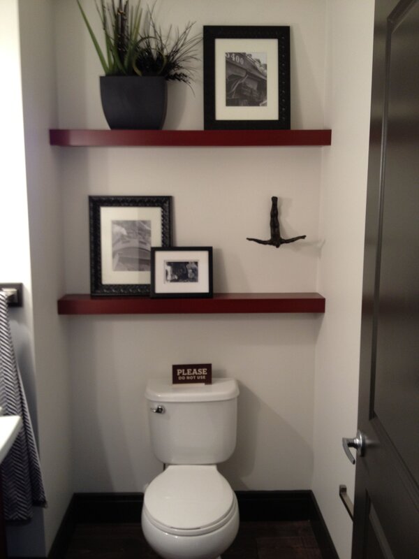 Shelves in the restroom