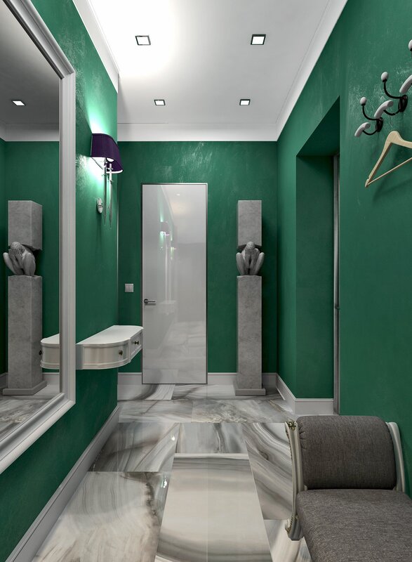 The hallway in emerald color