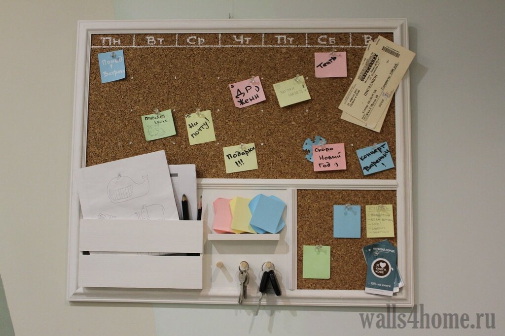 Corkboard on the wall for notes