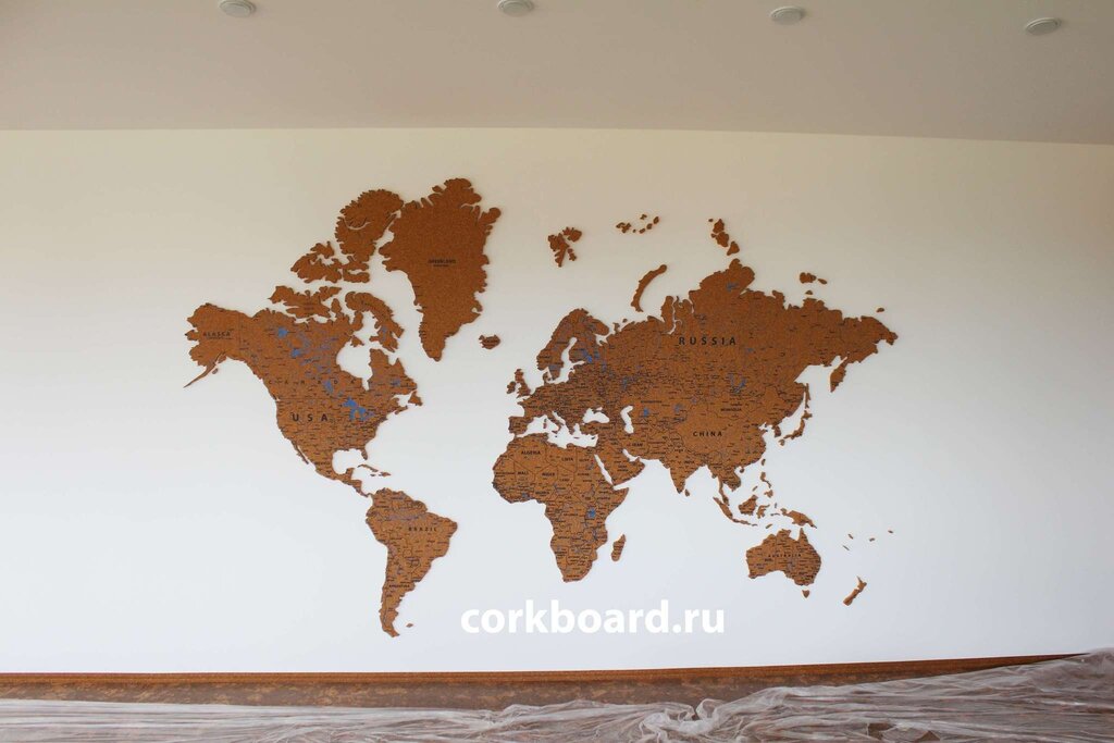 Пробковая карта мира на стену