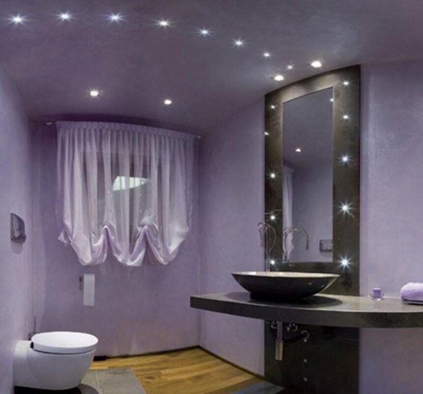 Placement of recessed lighting in the bathroom