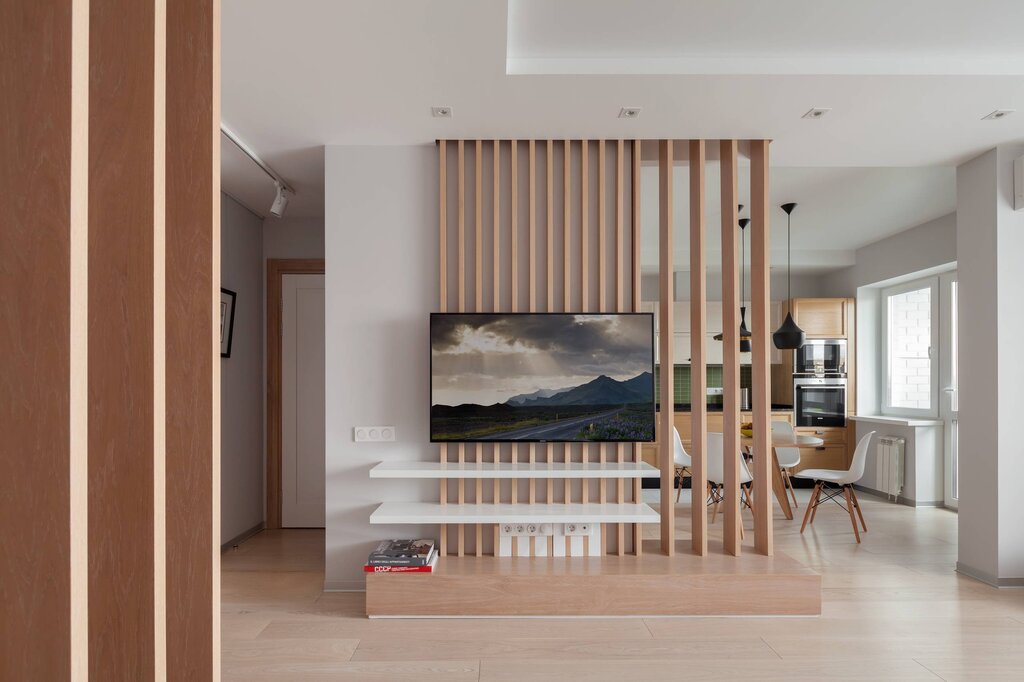 Slatted wall in the living room