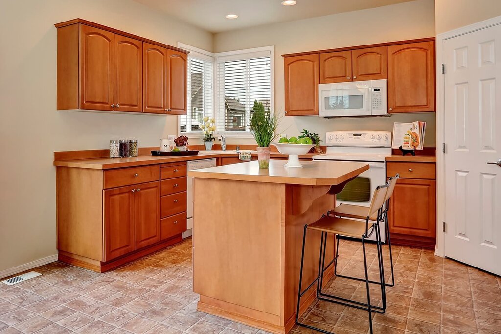 Orange furniture in the kitchen