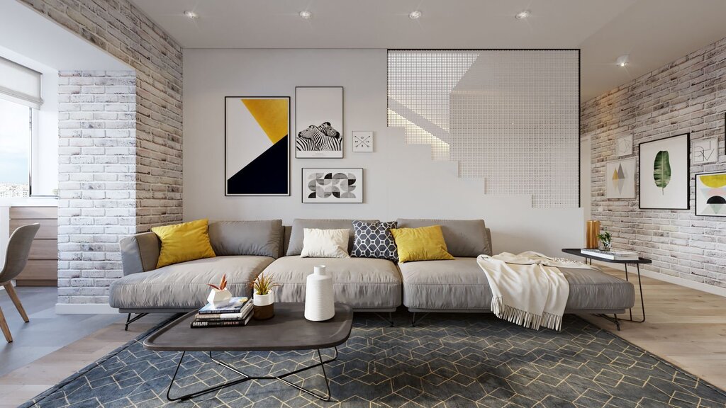 Gray walls in a loft interior