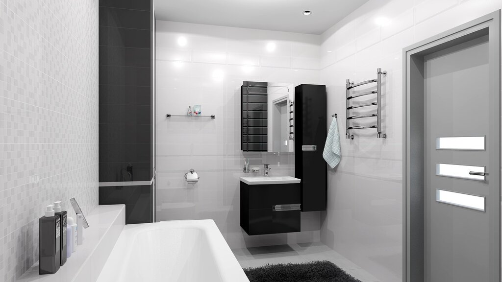 Gray and white bathroom