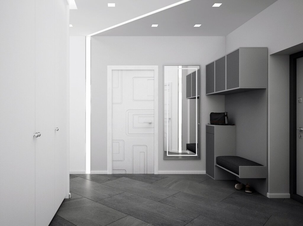 Gray and white corridor