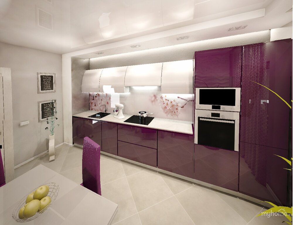 Серо фиолетовая кухня