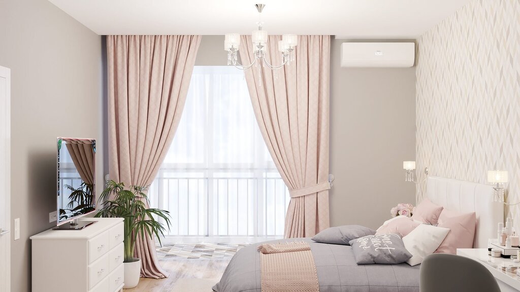 Gray-pink curtains