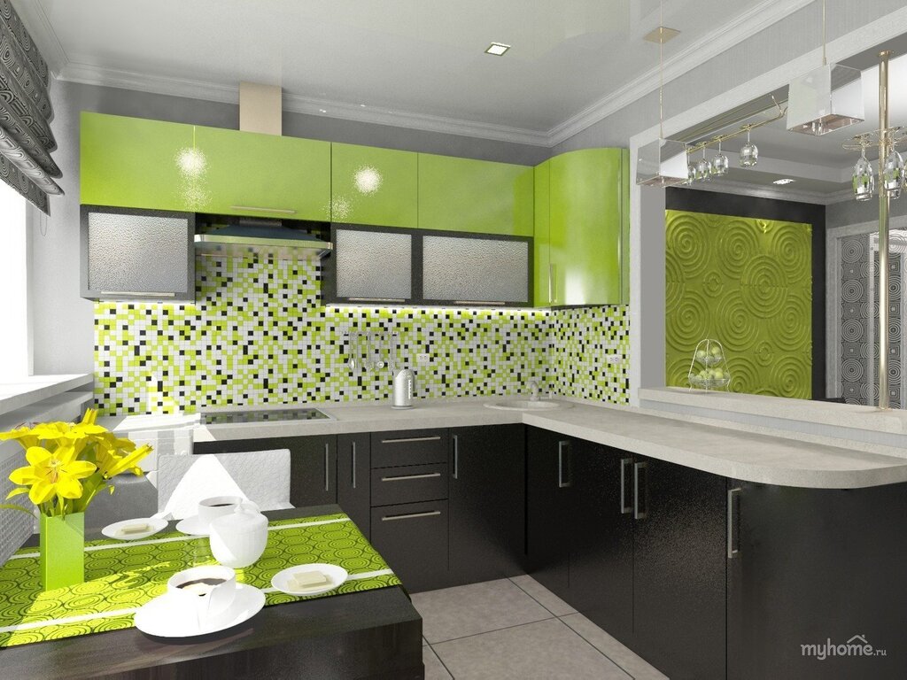 Gray-green kitchen