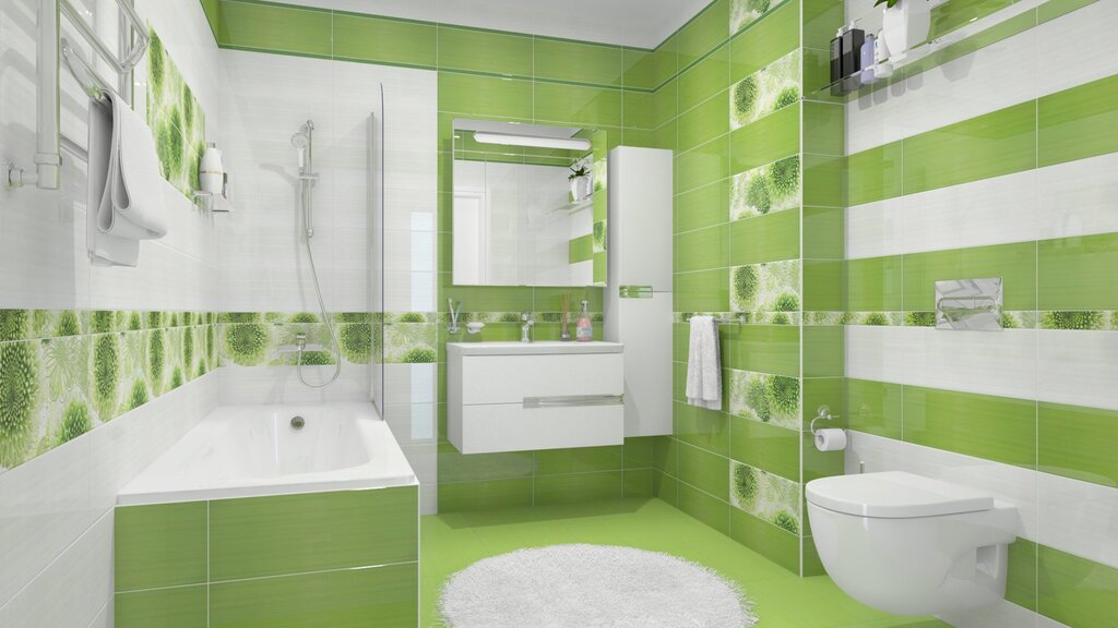 Серо зеленая ванная