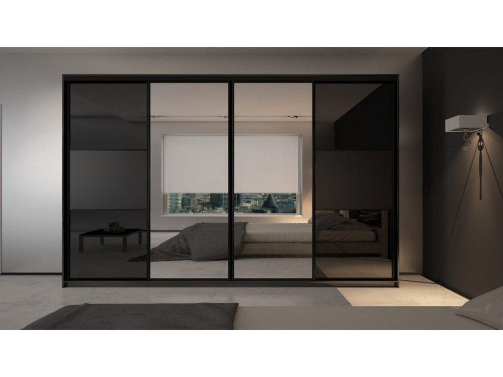 Sliding wardrobe with a graphite mirror