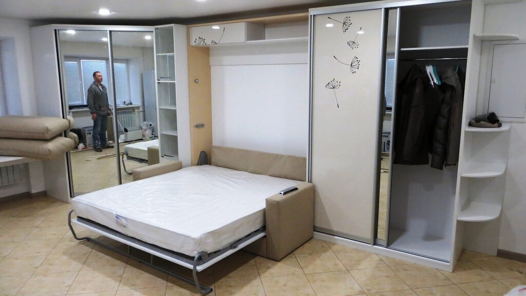 Wardrobe with a bed