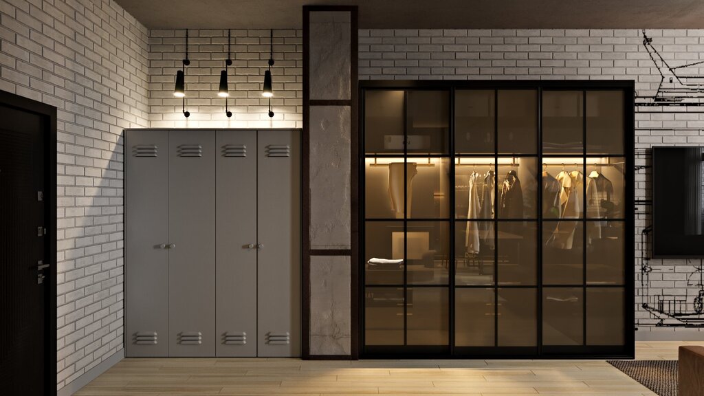 Loft-style sliding wardrobe