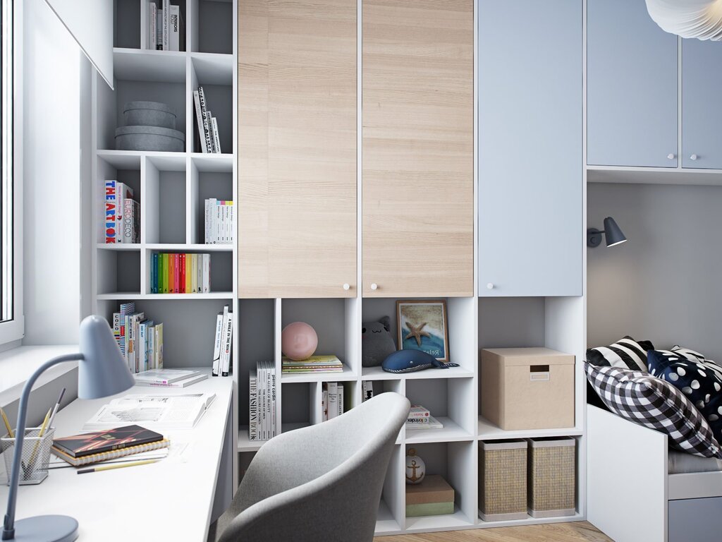 A cabinet with a workspace inside