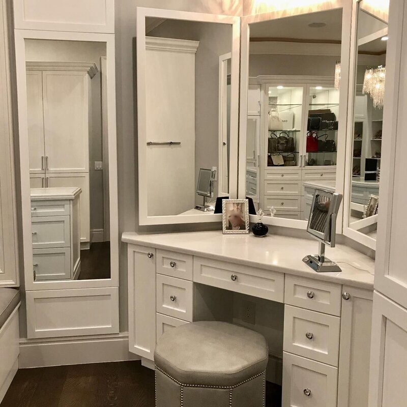 A wardrobe with a built-in dressing table